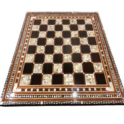 Chess Board Inlaid Mother of Pearl Egyptian Handmade (16.8 inch m11)