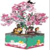 WJFMZS Music Box for Girls, Sakura Tree Under The Rotating DIY Music Box Handmade Stitching Wooden Creative Birthday Gift Music Box Decoration Ornament for Children, Parents view 1