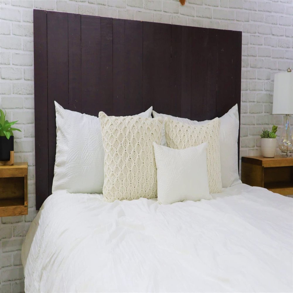 Barn Walls Plum Wine Purple Headboard, Earth Tone, Contemporary Solid Wood Panel, Leans and Sticks on Wall, Smooth Finish, Rattle Free, Full Size