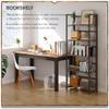 4NM No Assembly Folding Bookshelf, 5-Shelf 62.2" H Collapsible Foldable Bookcase Storage for Small Spaces, Rustic Brown and Black view 3