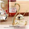 1pc Jar Storage Bottles Sugar Bowl with Seasoning Canister Salt Cellar Containers for Food Pots Empty Seasoning Bowl Candy Jar Glass Salt Shaker Zinc Alloy view 4