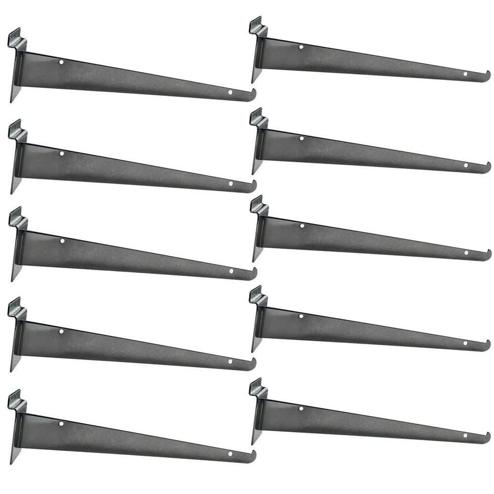 Prolinemax 10" Slatwall Shelf Bracket Knife Shelf Display Shelf, Metal, Chrome - Pack 10