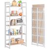 4NM No Assembly Folding Bookshelf, 5-Shelf 62.2" H Collapsible Foldable Bookcase Storage for Small Spaces, Natural White view 1