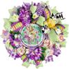 Happy Easter Bunny Spring Wreath with Spring Flower, Handmade Chiffon Flower Easter Eggs and Ornament With Butterfly view 1