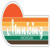 Munising Michigan 2 x 1.25 Inch Sticker Retro Vintage Sunset City 70s Aesthetic Design view 1