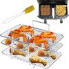 Air Fryer Rack Compatible with Ninja DZ201 DZ401 PowerXL Air Fryer 2-Basket Electric Fryer, Double Basket Air Fryers Rack, 304 Stainless Steel Toast Rack, Multi-Layer Grill Rack, Grill Rack (1 PACK) view 1
