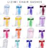 LIZIMI Polyester Stretch Chair Sashes Bands Organza Sash Bows Spandex Bows for Party Birthday Hotel Wedding Banquets Decoration (White 100 PCS) view 3