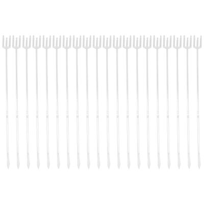 Xmas Plastic Trident Bouquet Picks, 80pcs White Flower Card Holders