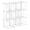 HUBSON Wire Cube Storage Organizer, Book/Toy/Craft/Potted Plants and petCloset Organizers and Storage Shelves, 9-Cube Freely Combinable Metal Grids Storage Shelf, White Iron view 1