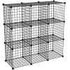 HUBSON Wire Cube Storage Organizer, Book/Toy/Craft/Potted Plants and petCloset Organizers and Storage Shelves, 9-Cube Freely Combinable Metal Grids Storage Shelf,Black Iron view 1