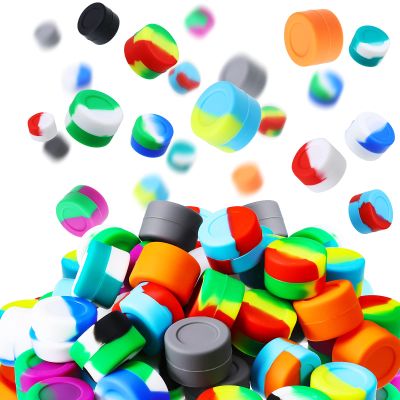 Outus 50 Pcs 2 ml Silicone Wax Containers Non-stick Silicone Wax Containers Multi Use Storage Jars Oil Concentrate Bottles for Home Kitchen Travel, Assorted Colors