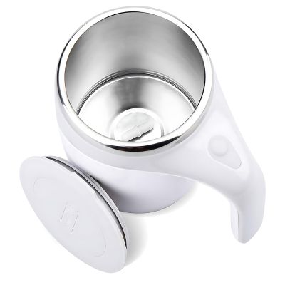 FOXNSK Automatic Magnetic Stirring Coffee Mug, Self Stirring Mug Magnetic Stirring Cup Rotating Home Office Travel Mixing Cup Suitable for Coffee/Milk/Tea/Hot Chocolat (White)