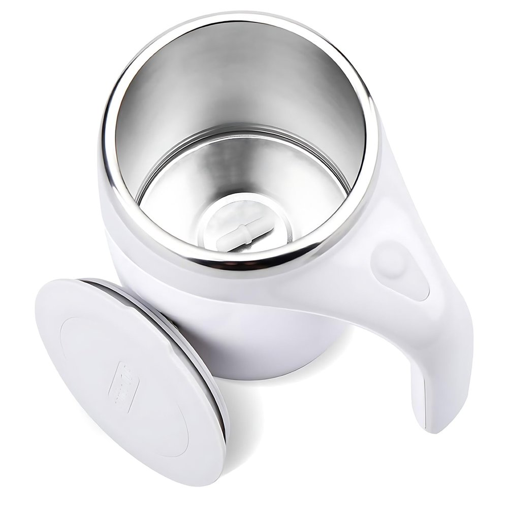 FOXNSK Automatic Magnetic Stirring Coffee Mug, Self Stirring Mug Magnetic Stirring Cup Rotating Home Office Travel Mixing Cup Suitable for Coffee/Milk/Tea/Hot Chocolat (White)
