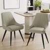 Alunaune Modern Dining Chairs Set of 2 Upholstered Kitchen Chairs, Mid Century Armless Leisure Accent Chair, Living Room Faux Suede Desk Side Chair with Metal Legs-Grey Green view 1