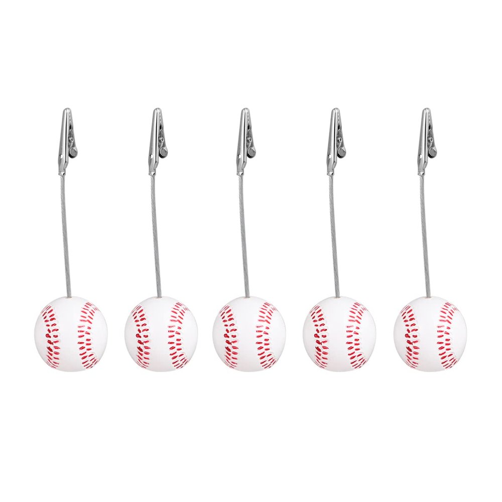 NUOBESTY Baseball Place Card Holders, Mini Baseball Base Table Number Holders Metal Note Clamps Photo Stands Message Clips for Sports Wedding Party Supplies 5pcs