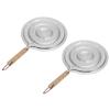 2 Pcs Stainless Steel Heat Diffuser for Gas and Electric Stove - Simmer Ring & Flame Reducer for Even Heat Distribution - Flame Guard Food Warmer Simmer Plate, Slow Cooking, Wooden Handle view 1