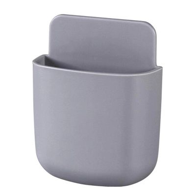 NA Kitchen Household Storage Rack TV air Conditioner Remote Control Storage Box Wall Mounted Hole Free Mobile Phone Storage Rack Grey