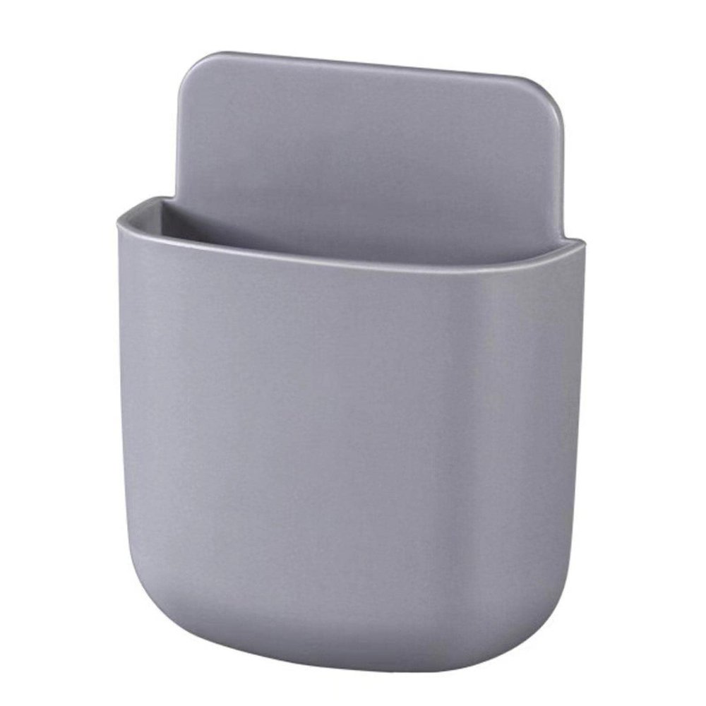 NA Kitchen Household Storage Rack TV air Conditioner Remote Control Storage Box Wall Mounted Hole Free Mobile Phone Storage Rack Grey