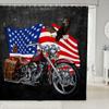 American Flag Shower Curtains,Motorcycle Bathroom Curtains for Kids Teens Adult,Eagle Animal Brown Waterproof Bath Curtains,with 12 Hooks Suits for Bathtub,72" W x 78" L view 1