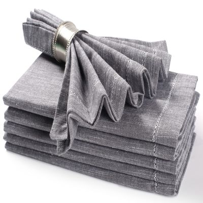 Cotton Textured Cloth Dinner Napkins Set of 6 (20X20 Inch - Charcoal Grey) 100% Cotton Everyday Use Premium Quality Over Sized Cloth Napkins with Mitered Corners Ultra Soft Durable Hotel Quality