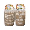 VictoryStore Slim Can Coolers: Custom Rustic Burlap to Have and to Hold Wedding Slim Can Coolers (25) view 1