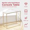 Safdie & Co. - Marble White Console Tables for Entryway, Gold Metal Console Table, Use As Doorway Table, Narrow Bar Table, or Accent Furniture for Decorating Foyer, 31 x 12 x 28 inches view 4