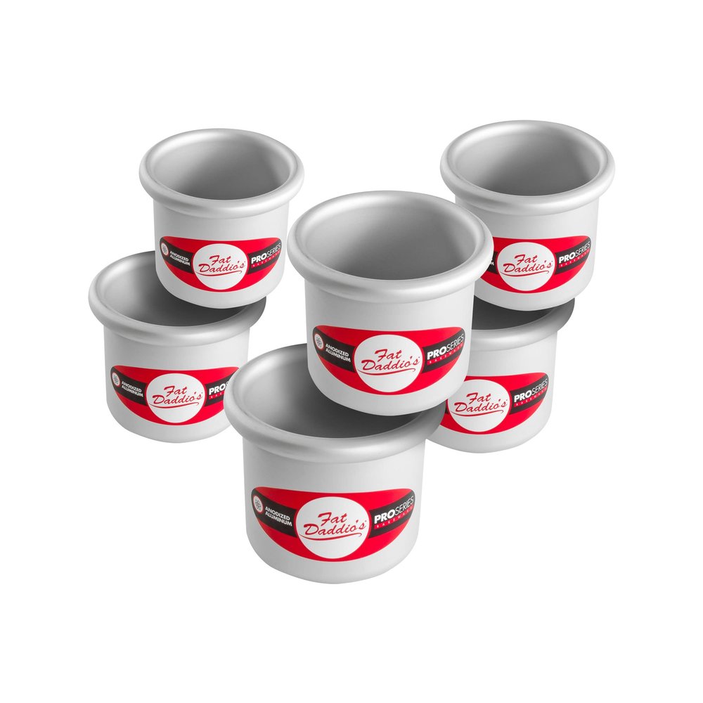 Fat Daddio's PRD-33CASE Anodized Aluminum Round Cake Pans, 3 x 3 inch, Set of 6