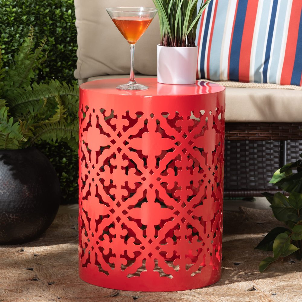 Baxton Studio Jamila Outdoor Side Tables, Red