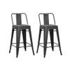 AC Pacific 24 Metal Barstool Set of 2  Country Rustic Style with Low Back, Lightweight & Sturdy Build, Easy Assembly  Black Matte view 1