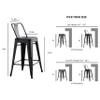 AC Pacific 24 Metal Barstool Set of 2  Country Rustic Style with Low Back, Lightweight & Sturdy Build, Easy Assembly  Black Matte view 3