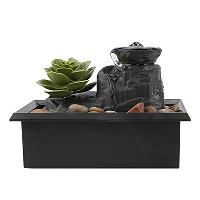jinyi2016SHOP Desktop Fountain Waterfall Desktop Water Fountain Small Fountain Circulating Waterscape Living Room Fengshui Wheel Handicrafts Ornaments Bonsai Zen Meditation Waterfall