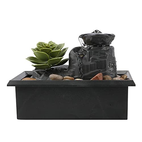 jinyi2016SHOP Desktop Fountain Waterfall Desktop Water Fountain Small Fountain Circulating Waterscape Living Room Fengshui Wheel Handicrafts Ornaments Bonsai Zen Meditation Waterfall