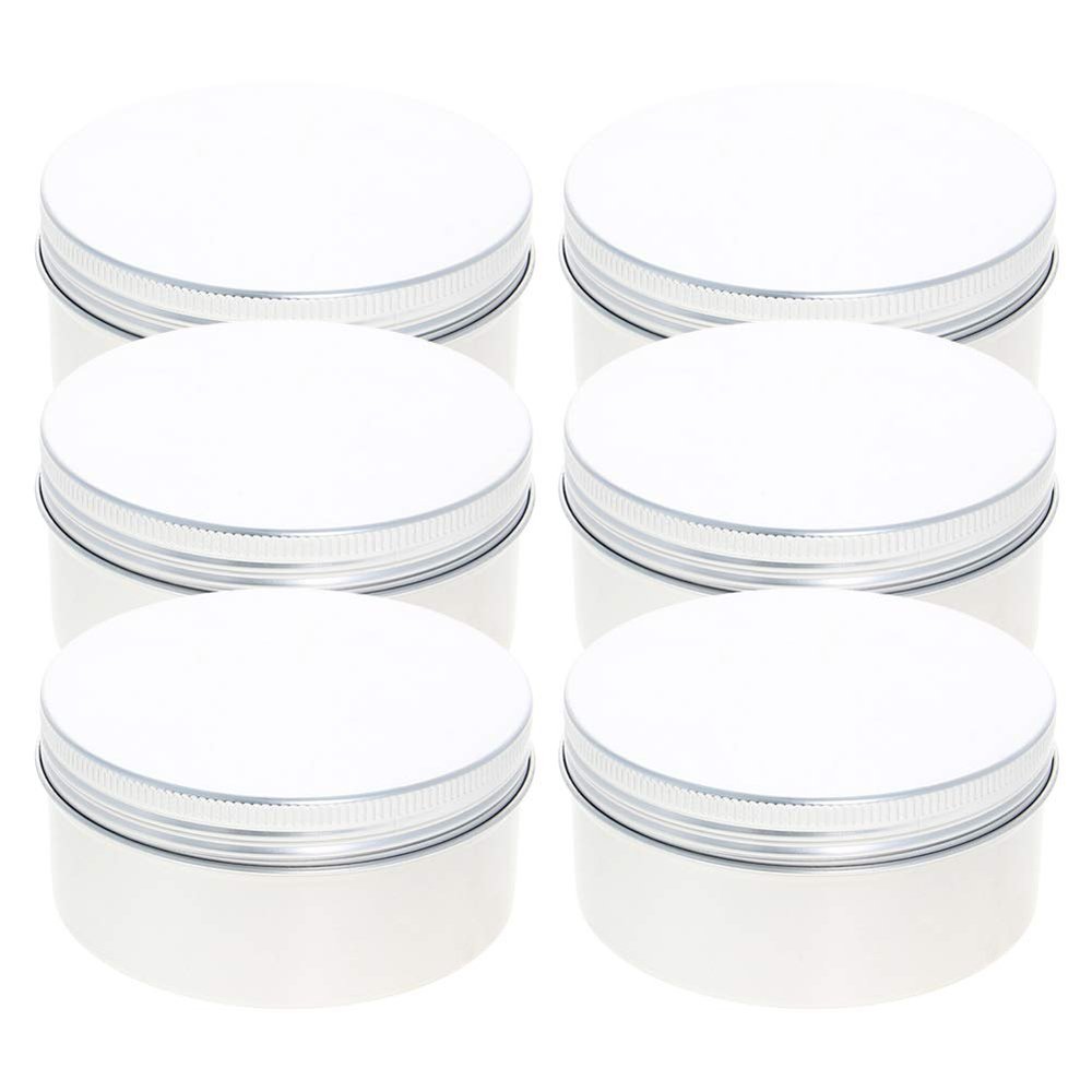 Aicosineg 6.8 oz Round Aluminum Cans Tin Can Screw Top Metal Lid Containers for Lip Balm, Crafts, Cosmetic, Candles, Candies, 200ml 6Pcs