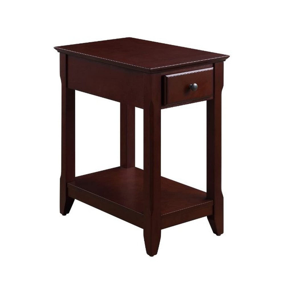 Benjara Accent Table with 1 Drawer and Bottom Shelf, Brown