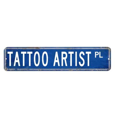 Tattoo Artist Vintage Metal Sign Tattoo Artist Gift Sign Work Metal Wall Art Plaque Custom Street Sign Profession Metal Plaque Rustic Decor for Porch Workshop Home Quality Metal Signs