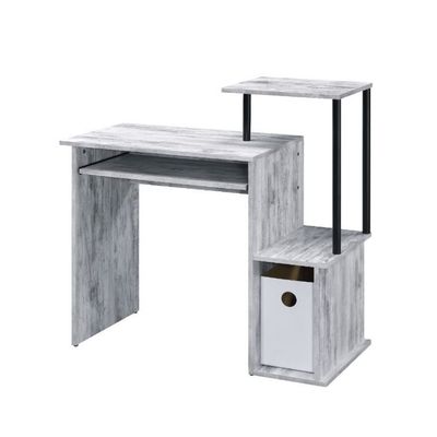 Benjara Computer Desk with Built in Bookshelf, White and Black