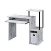 Benjara Computer Desk with Built in Bookshelf, White and Black view 4