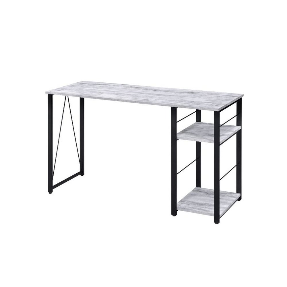 Benjara Writing Desk with Rustic Wood Finish, White and Black