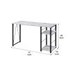 Benjara Writing Desk with Rustic Wood Finish, White and Black view 2