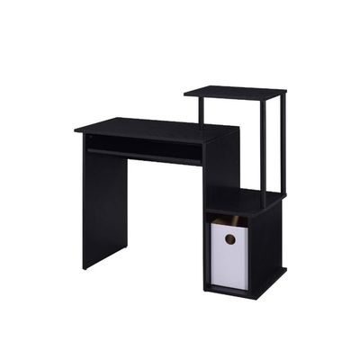 Benjara Computer Desk with Built in Bookshelf, Black