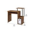 Benjara BM251351 Computer Desk with Built in Bookshelf Weathered Oak Brown & Black view 2