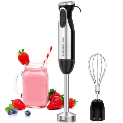 Bonsenkitchen Immersion Handheld Blender with Whisk, 20-Speed & Turbo Mode Hand Blender Stick 500W, 304 Stainless Steel Hand Blender for Soup, Smoothie, Puree, Baby Food