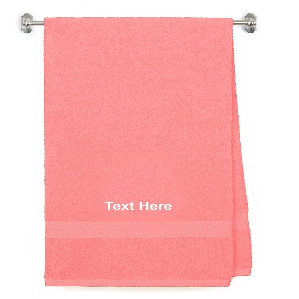 BY LORA Personalized Embroidered Extra Large Terry Cotton Bath Bath Sheet Towel  Custom Monogram Bathroom Bath Sheet Towels, Ideal for Housewarming, Wedding & Spa Gifts - Coral