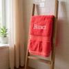 BY LORA Personalized Embroidered Extra Large Terry Cotton Bath Bath Sheet Towel  Custom Monogram Bathroom Bath Sheet Towels, Ideal for Housewarming, Wedding & Spa Gifts - Coral view 3