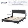 Allewie Queen Bed Frame with Adjustable Headboard, Faux Leather Platform Bed with Wood Slats, Heavy Duty Mattress Foundation, No Box Spring Needed, Noise-Free, Easy Assembly, Black view 2