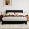 Allewie Queen Bed Frame with Adjustable Headboard, Faux Leather Platform Bed with Wood Slats, Heavy Duty Mattress Foundation, No Box Spring Needed, Noise-Free, Easy Assembly, Black view 3