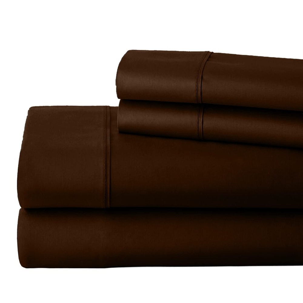 1000 Thread Count 100% Egyptain Cotton Alaskan King, Chocolate [4 PC] Sheets Set, Long-Staple Egypt Cotton Bedsheet, Breathable, Soft & Silky Sateen Weave, Fits Upto 28" EXTRA Deep Pockets Mattress