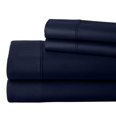 1000 Thread Count 100% Egyptain Cotton Full XL, Navy Blue [4 PC] Sheets Set, Long-Staple Egypt Cotton Bedsheet, Breathable, Soft & Silky Sateen Weave, Fits Upto 28" EXTRA Deep Pockets Mattress
