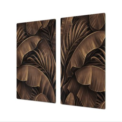 BIG KITCHEN BOARD & Induction Cooktop Cover  Glass Pastry Board  SINGLE: 80 x 52 cm (31,5 x 20,47); DOUBLE: 40 x 52 cm (15,75 x 20,47); DD41 Tropical Leaves Series
