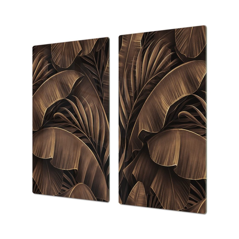 BIG KITCHEN BOARD & Induction Cooktop Cover  Glass Pastry Board  SINGLE: 80 x 52 cm (31,5 x 20,47); DOUBLE: 40 x 52 cm (15,75 x 20,47); DD41 Tropical Leaves Series